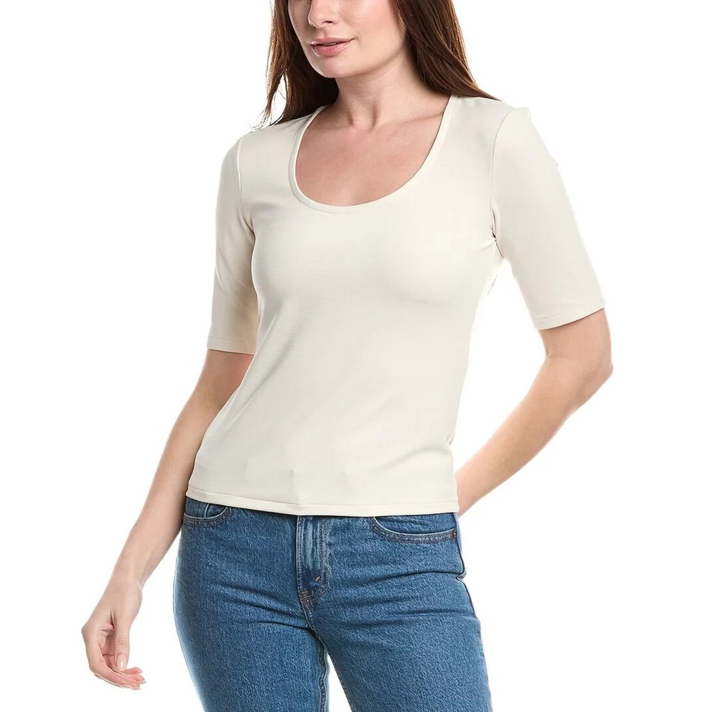Rag and Bone Jackie Ribbed Scoopneck Short Sleeve Top Size XS Ivory $198